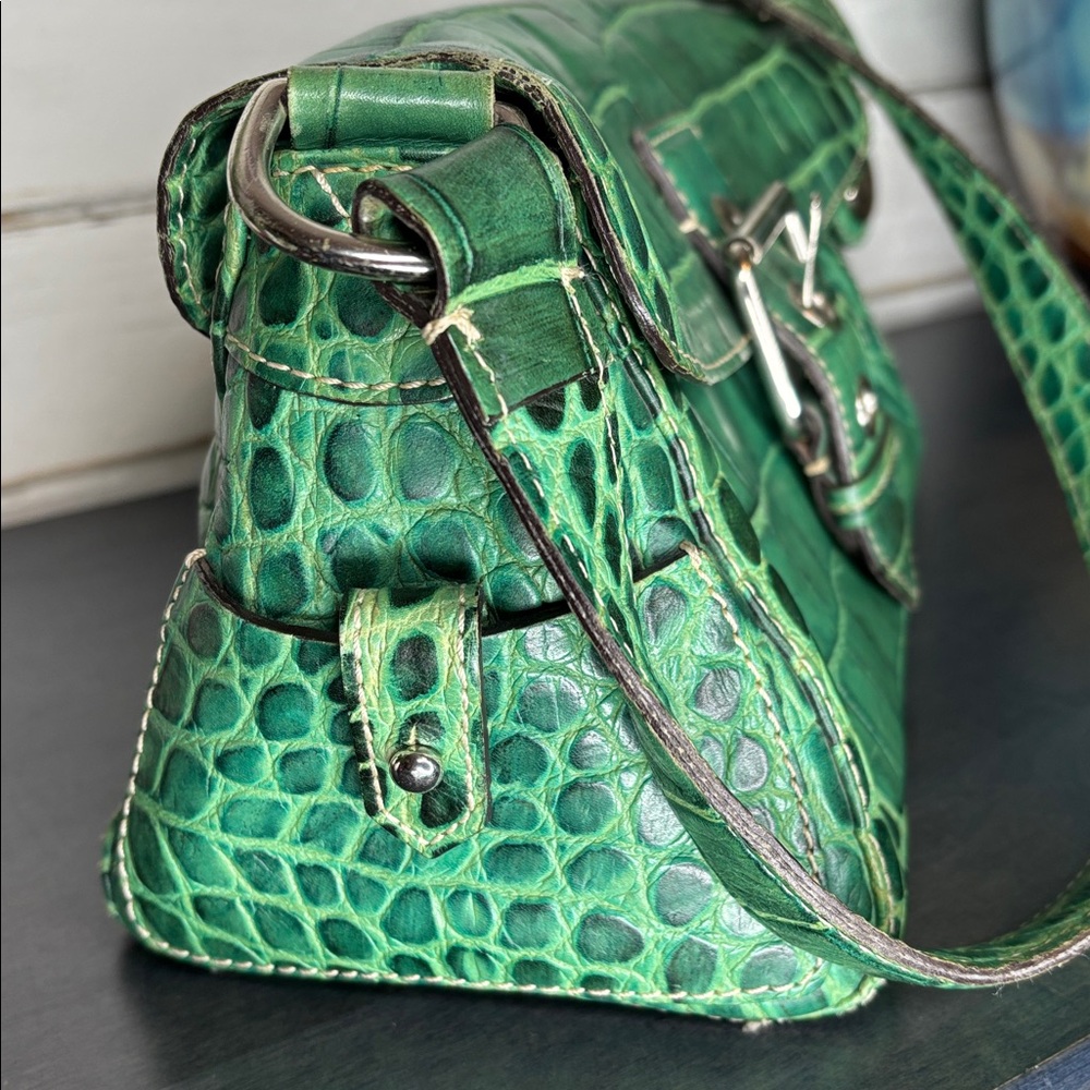 Dooney & Bourke Green Crocodile-Embossed Shoulder Bag - Picture 8 of 9